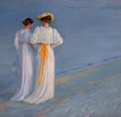 Peder Severin Krøyer, Anna Ancher und Marie Krøyer am Strand von Skagen, 1893, Öl auf Leinwand, Museum Kunst der Westküste, Alkersum Föhr, Dauerleihgabe Collection Broere Charitable Foundation